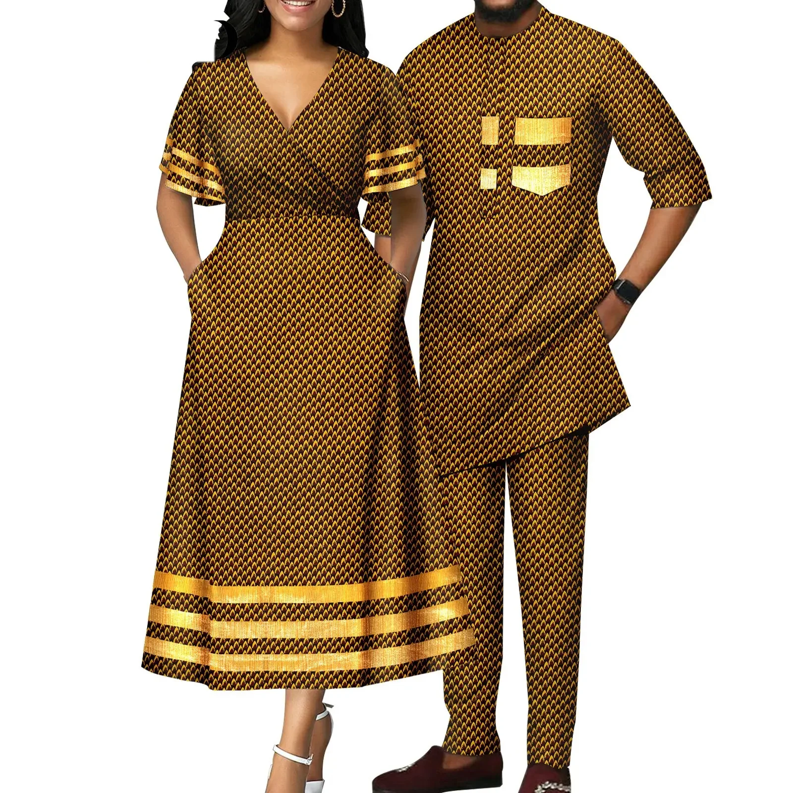 Completo Da Uomo Africano Dashiki 2 Pezzi – Con Paillettes, Abito Formale Per Matrimoni E Feste, Taglie M-3XL - 2