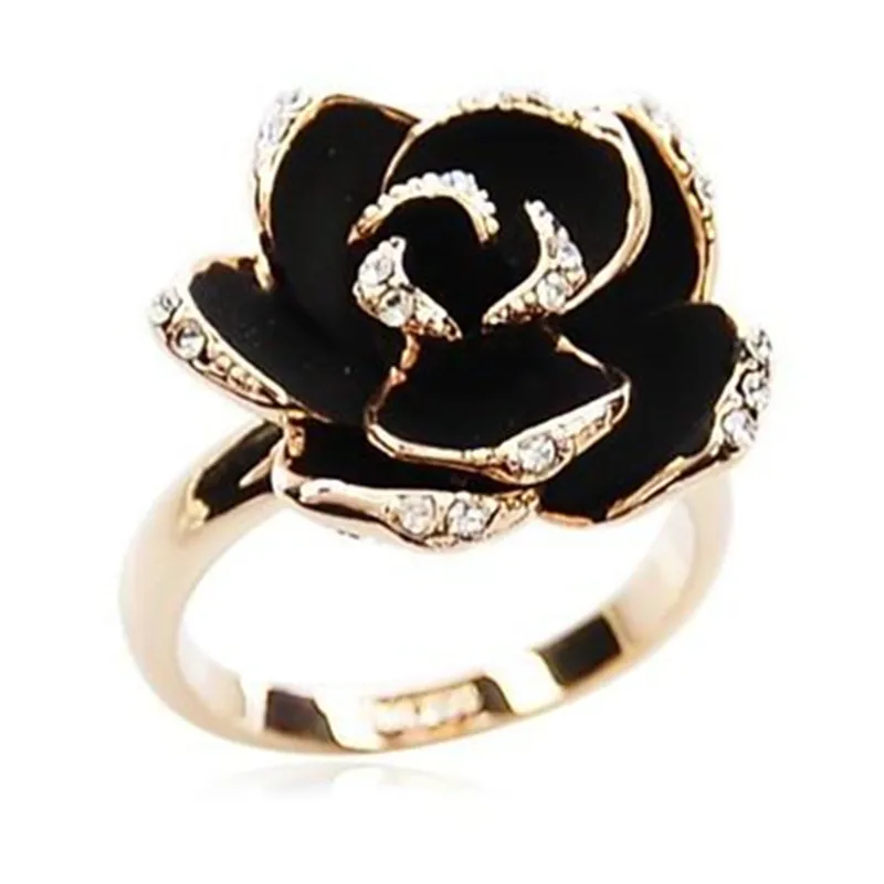 Rose Flowers Vintage Resizable Finger Rings Valentine's Day Gift Jewelry Open Ring Women