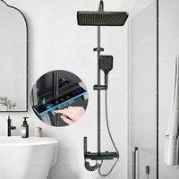 Bathroom Shower Multifunctional Pressurization Rain Faucets System Sets Digital Display Piano Button Ambient Light Shower Set 1