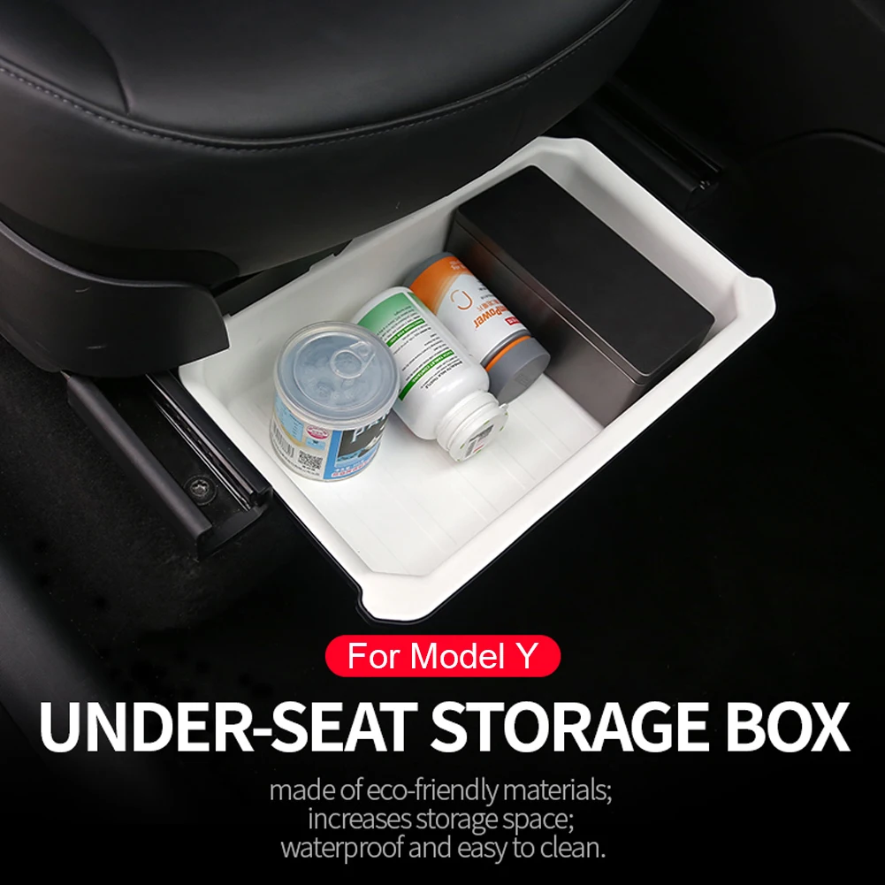 

For Tesla Model Y 2017-2023 Under Seat Storage Box Organizer Drawer Holder TPE Storage Lower Box Car Accessories