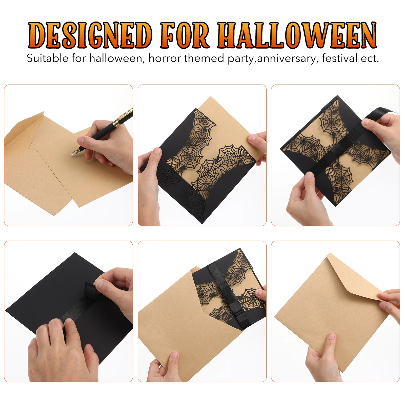Halloween Invitation Cards Set Unique Pearl Paper Party Supplies Festive Decorations Event Invitations Card Stock