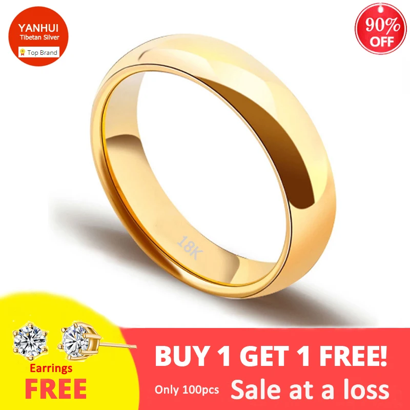 Wedding Rings Gold Rings Gold Plated Rings Golden Ring Never Fade Unisex Simple Promise Ring Fashion Jewelry Yellow Gold Color Stainless Steel Rings for Women Men Wedding Accessories