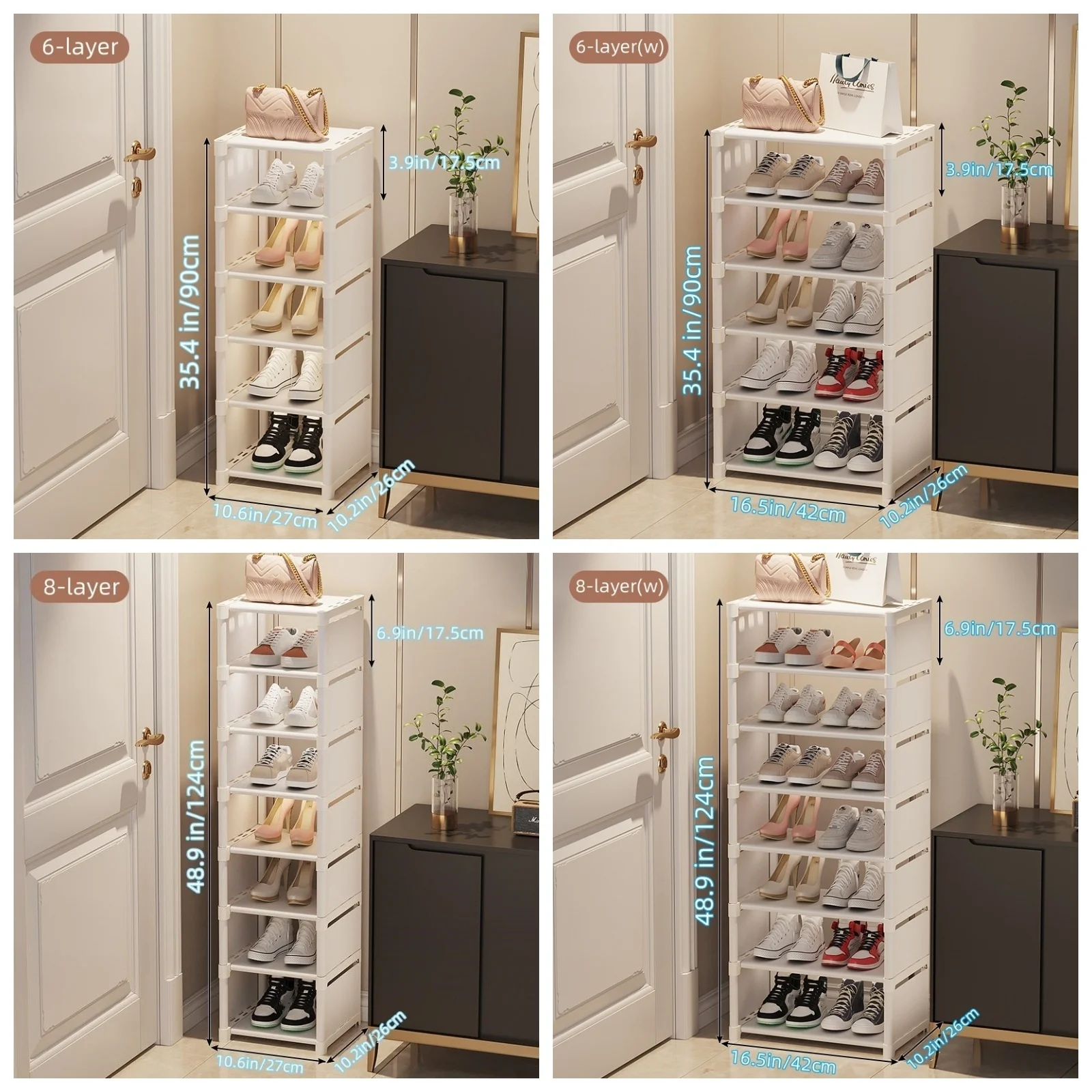1pc 6/8 Layers Shoe Organizer, Space-saving Metal Frame & Fabric Interlayer Shoe Rack, T1 Shelf for Entryway Hallway Living Room 3