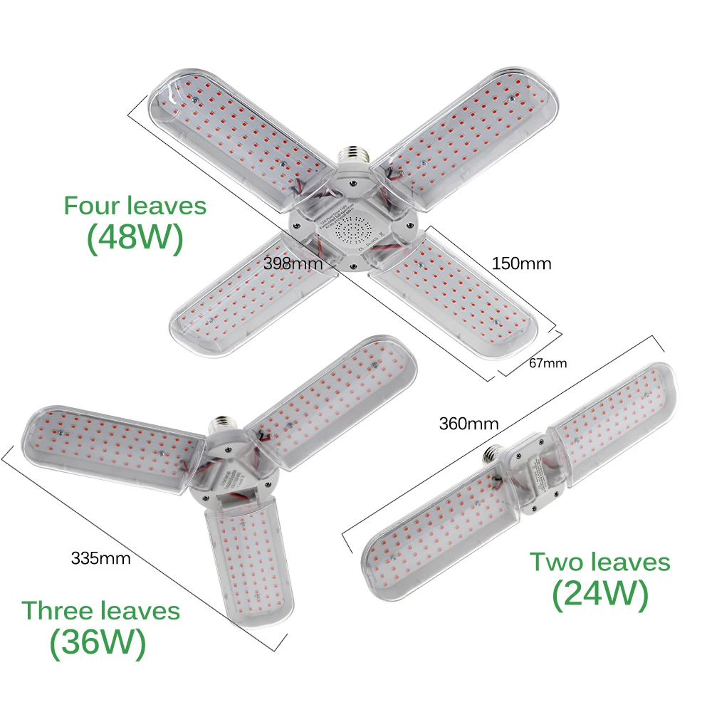 24W 36W 48W Foldable LED Grow Light Full Spectrum Purple Red Light E27 Phytolamp Bulb Indoor Plants Seeding Veg Growing Lamp led grow light,grow light,led bulb lamp