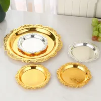 4" 6" Golden Silver Relief Tray Luxury Fruit Snack Cake Plate For Party Decorative Tea Cup Holder Desktop Jewelry Storage Tray 1