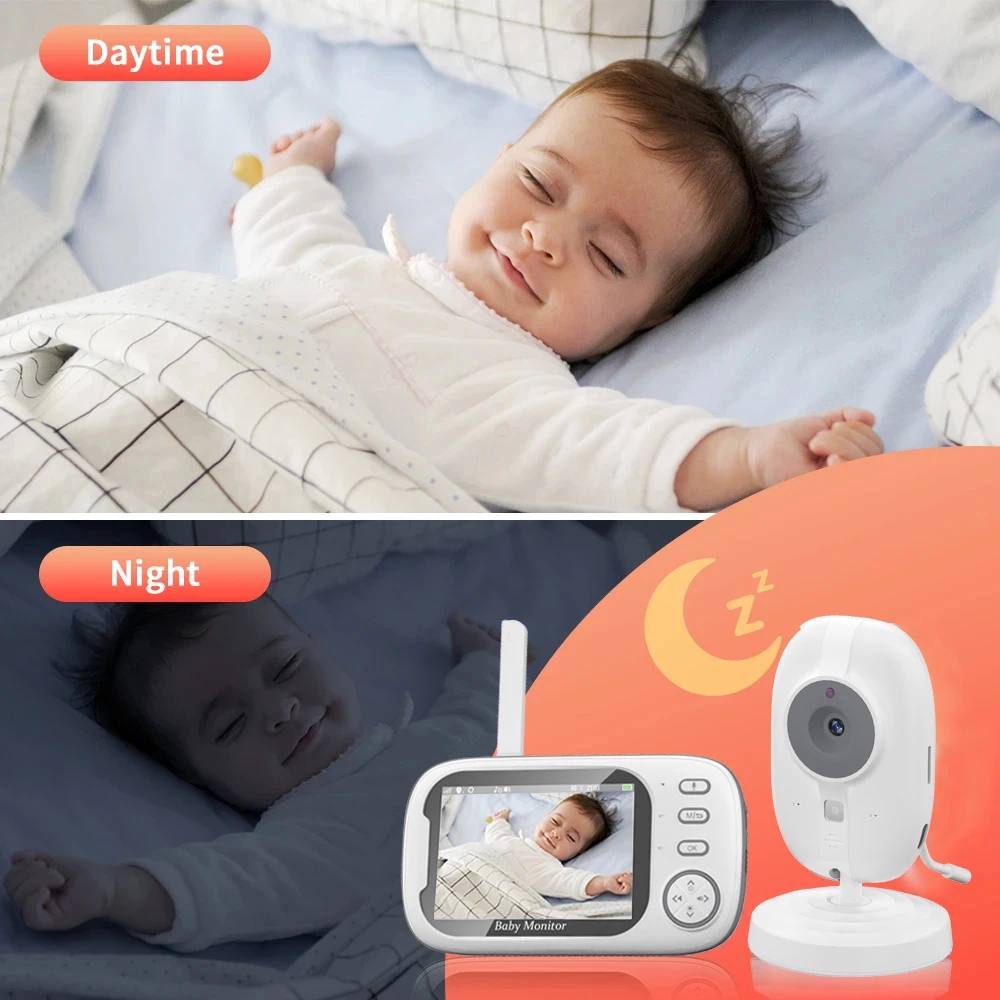 Wireless Baby Monitor Cdycam 3.5 Inch With Lullabies Auto Night Vision Two Way Intercom Temperature Monitoring Babysitter
