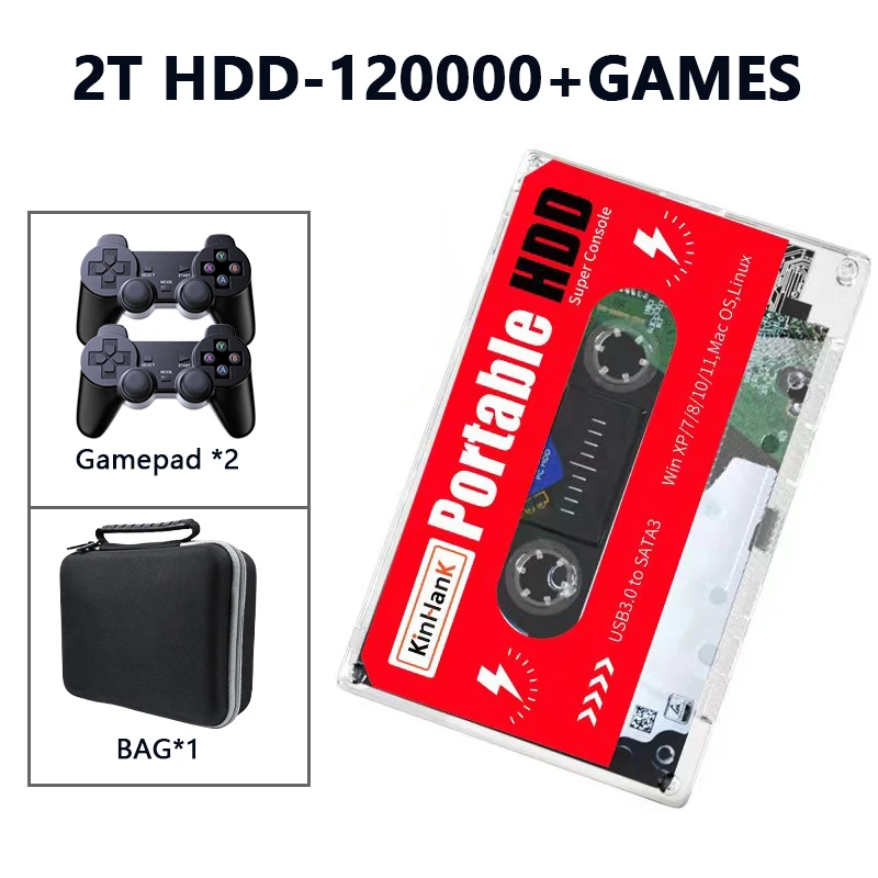 その他 mamKINHANK SuperConsole 2TBHDD KINHANK Super Console 2T Portable Retro Game HDD With 120000