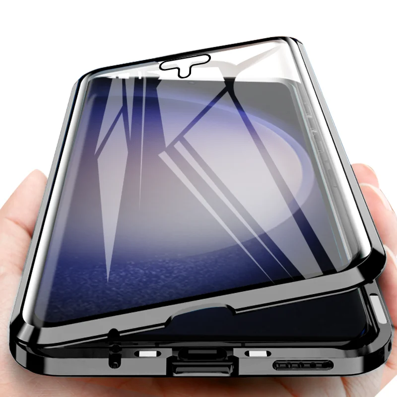 Samsun S23Ultra S 23 Ultra Case 360 Cover Magnetica Flip Phone Per Samsung Galaxy S23 Ultra S 23 Plus 5G Coque In Vetro A Doppia Faccia