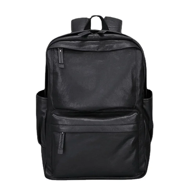 

Men Genuine Leather Backpack Business Laptop Bag Cowhide Shoulder Bag