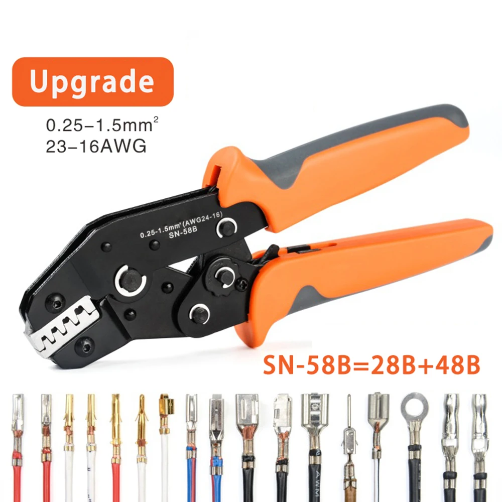 SN-58B Drahtcrimpzange 0,25-1,5mm² Set mit Box TAB 2.8/4.8/6.3 SM2.5 XH2.54 Anschlüsse für Elektrische Handwerkzeuge – Detail 3