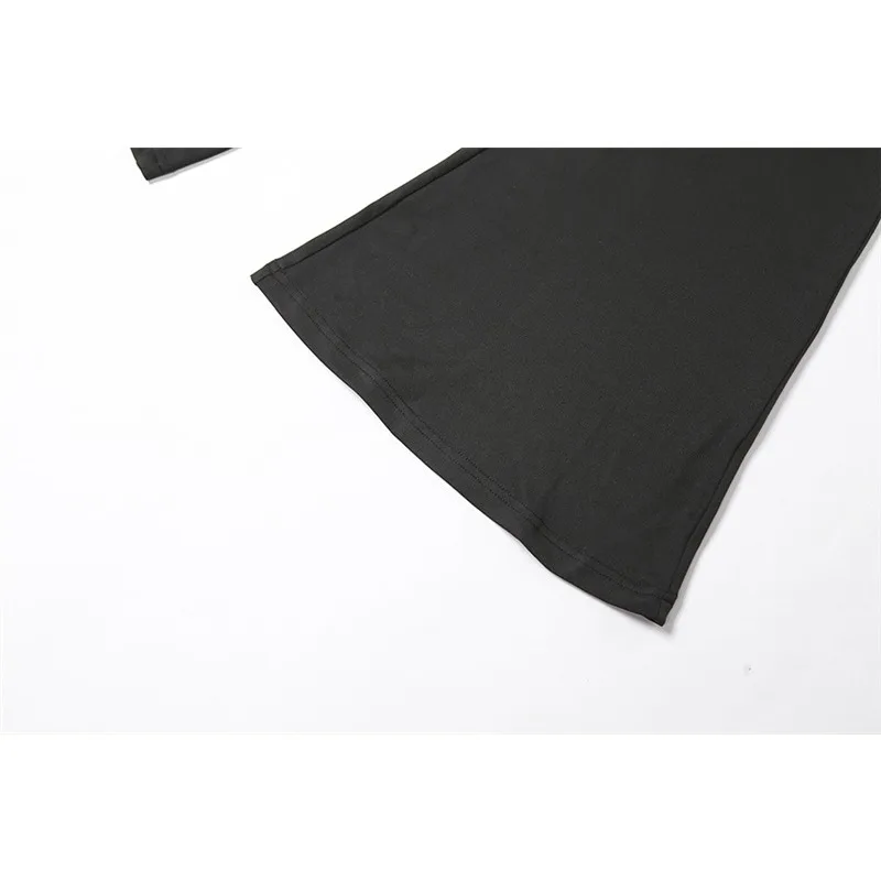 Women Sexy Backless Hollow Out Slim Flare Jumpsuit Spring 2024 Solid Black Fashion Hipster Spicy Girl Rompers Streetwear Outfits