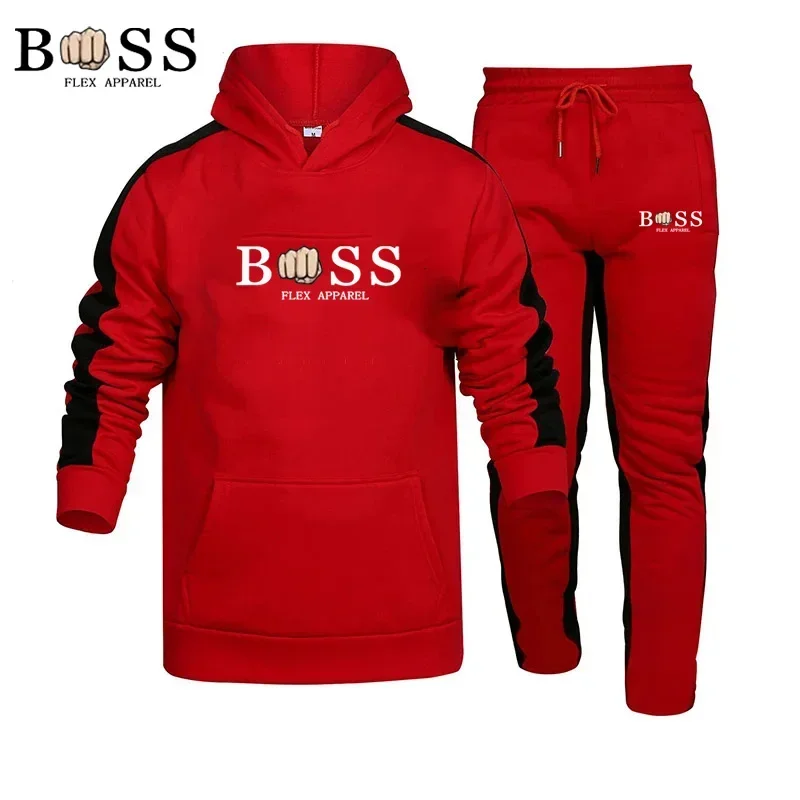 Men's and women's sportswear set, hooded sweatshirt and sports pants, 2-piece set for fitness, gym, running, running sportswear