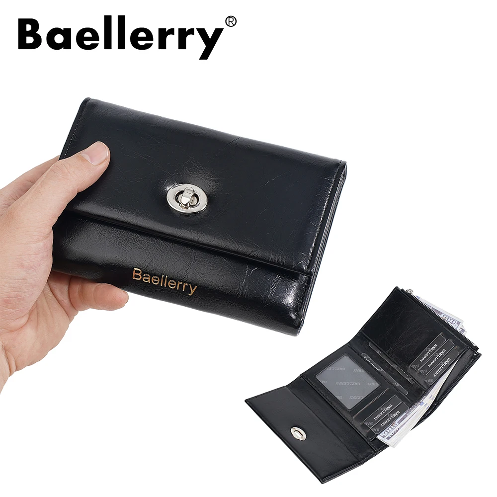 Tri-Fold Wallet for Women Short, Baellerry Cute Ins Style Zipper Coin Pocket, RFID Card Holder for Girls, Small Purse Gift for H