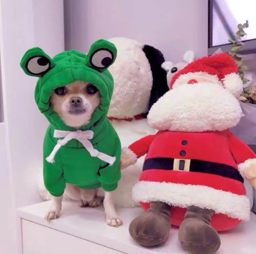 Green Cute Frog Pet Sweater - Puppy Hoodie for Dogs and Cats