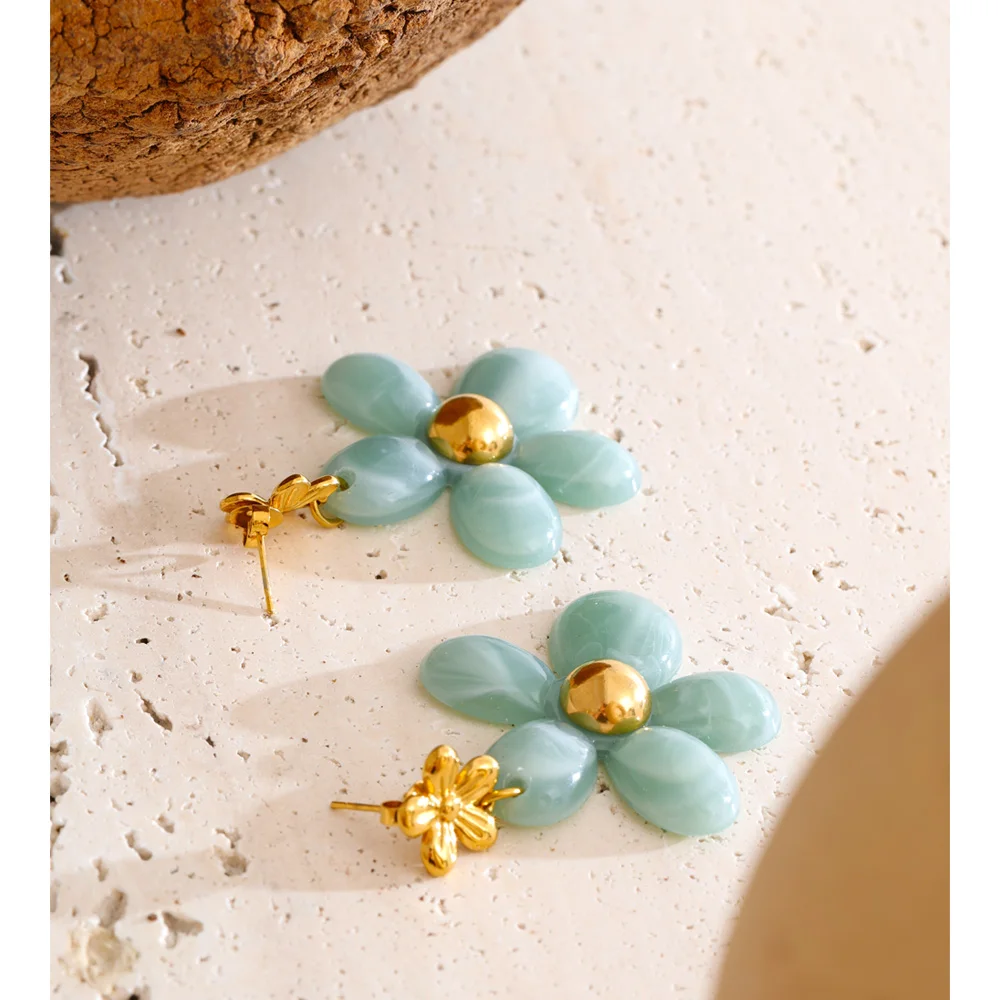 Yhpup Resin Flower Drop Dangle Earrings for Women