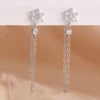 Nouveauté Double chaînes longues gland boucles d'oreilles pour femmes coréen en acier inoxydable Zircon suspendus boucle d'oreille Piercing bijoux