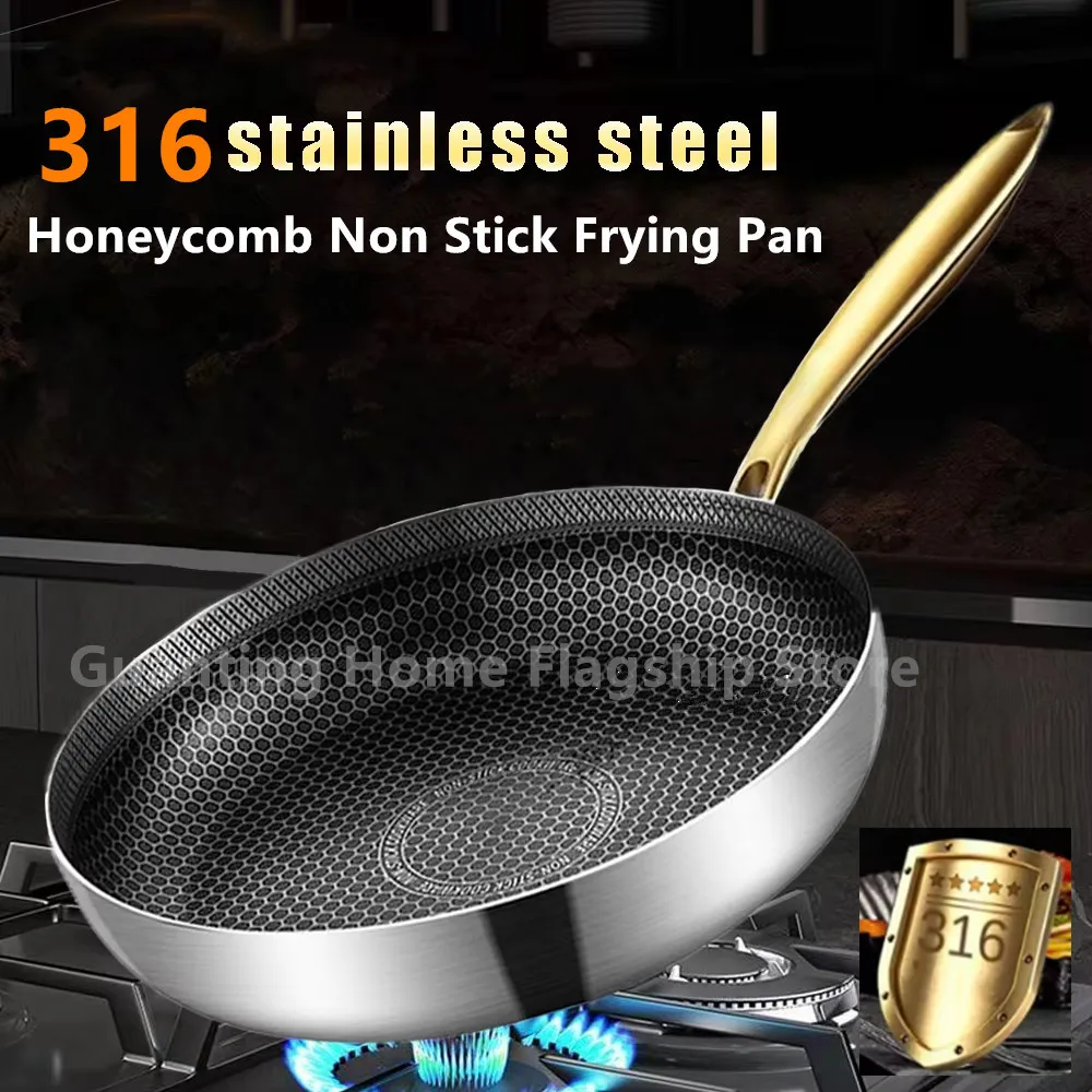 316 Stainless Steel Frying Pan Wok Non-stick Honeycomb Pot Home Steak skillet Gas Stove Induction Saucepan Kitchen Cookware 30cm 316 Stainless Steel Frying Pan Wok Non-stick Honeycomb Pot Home Steak skillet Gas Stove Induction Saucepan Kitchen Cookware 30cm