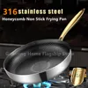 316 Stainless Steel Frying Pan Wok Non-stick Honeycomb Pot Home Steak skillet Gas Stove Induction Saucepan Kitchen Cookware 30cm