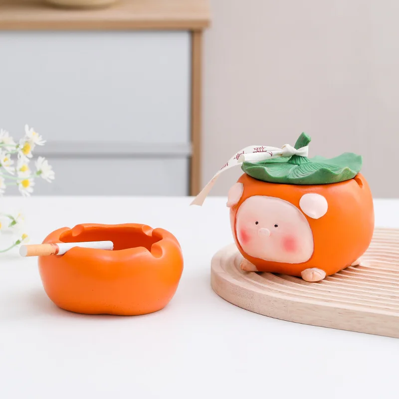 

Unique Persimmon Shaped Ashtray Home Living Decor Living Room Tabletop Ornament Cute Pig Persimmon Ash Tray Crafts Accessories