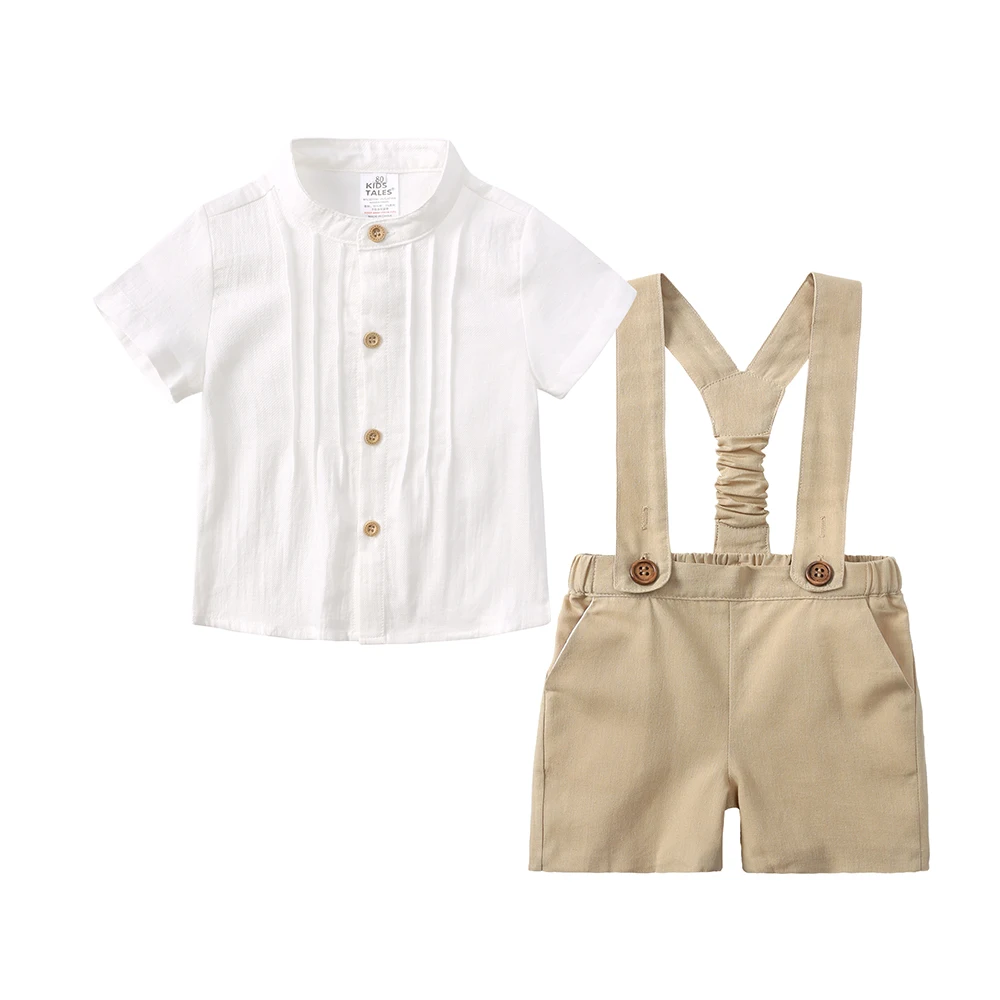 Braces Beige Shirt Baby Baby Boys Suspender Outfit Set Little Boy