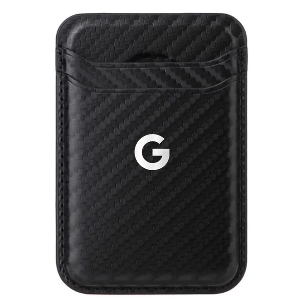 Magnetic Card Holder Wallet with Carbon Fiber Saffiano Leather and Dual Card Slots