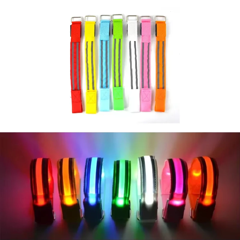 Reflective LED Light Arm Arm Strap Safety Sports Band Flash Fiber Optic Glow Bracelet Wristband Night Running