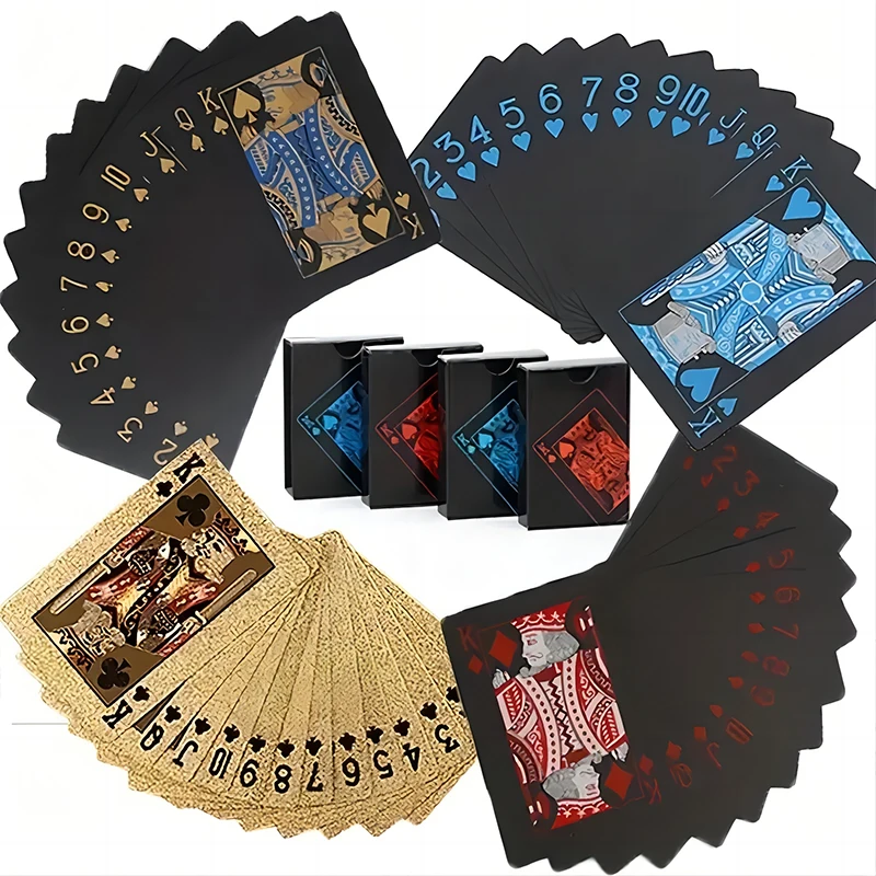 Playing Cards Black Gold Playing Card Poker Game Deck Blue Silver Poker Suit Plastic Magic Waterproof Deck Of Card