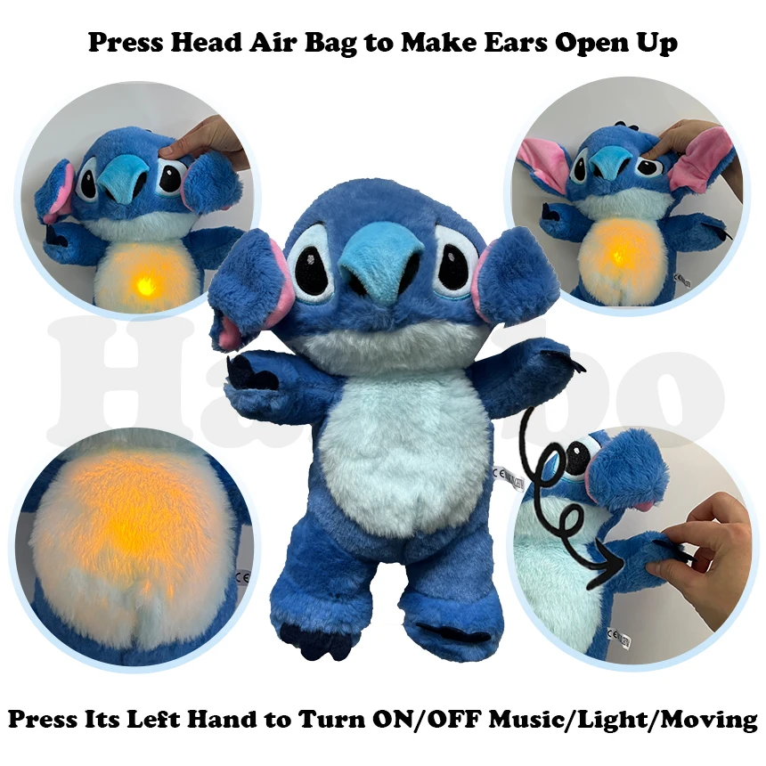 Newborn Breathing Bear Stitch Plush Baby Soothing Otter Kids Soothing Music Sleep Companion Doll Toy Gift