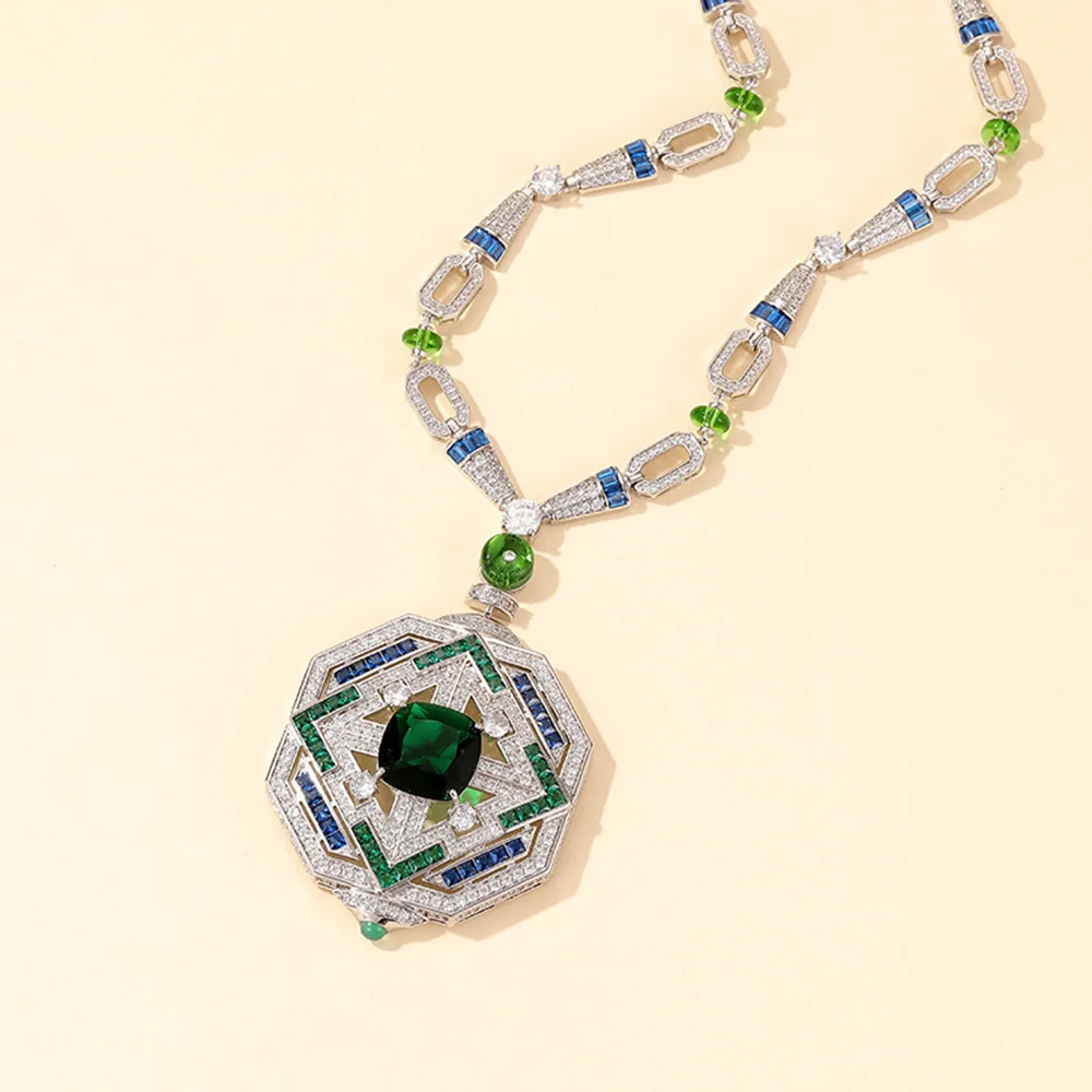 Fashion European Luxury Brand Jewelry Wedding Accessories Green Women's Necklace Blue Elegant