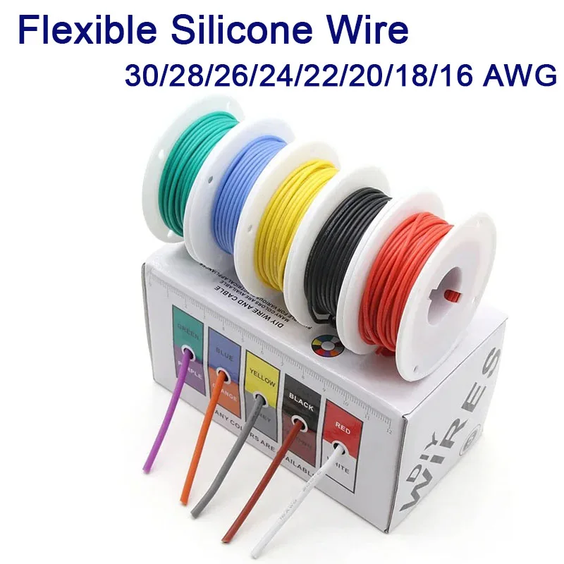 

30/28/26/24/22/20/18/16 AWG Heat Resistant Flexible Silicone Wire Stranded Electrical Tinned Copper Cable Mix Kit Free Shipping