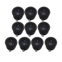 10Pcs SPST Snap-in ON-Off 2 Pin Round Snap Rocker Boat Switch Black AC 250V 6A 125V 10A for Household Appliances Replacement 1