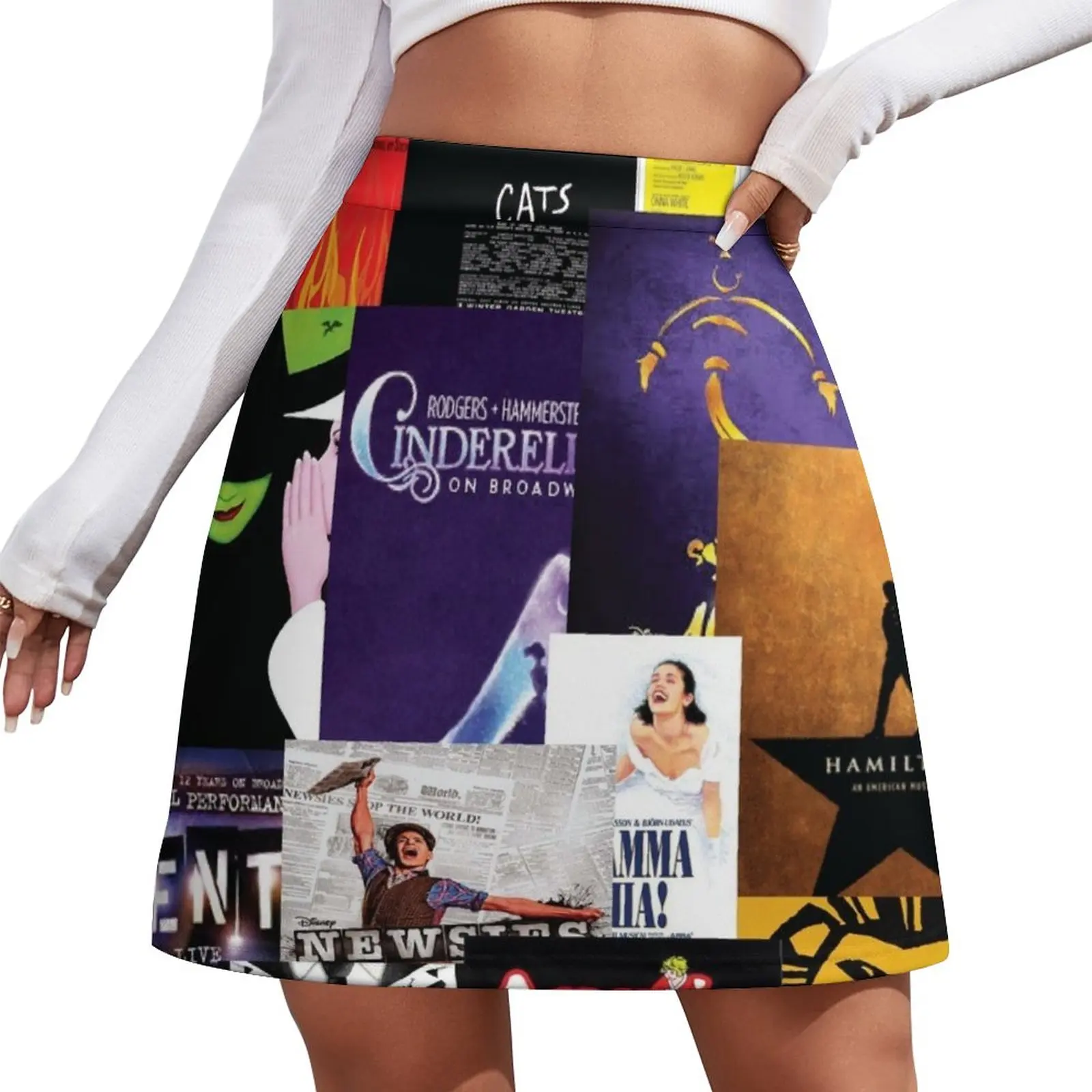 Broadway Posters Mini Skirt clothes for women Skirt satin korean style women clothing