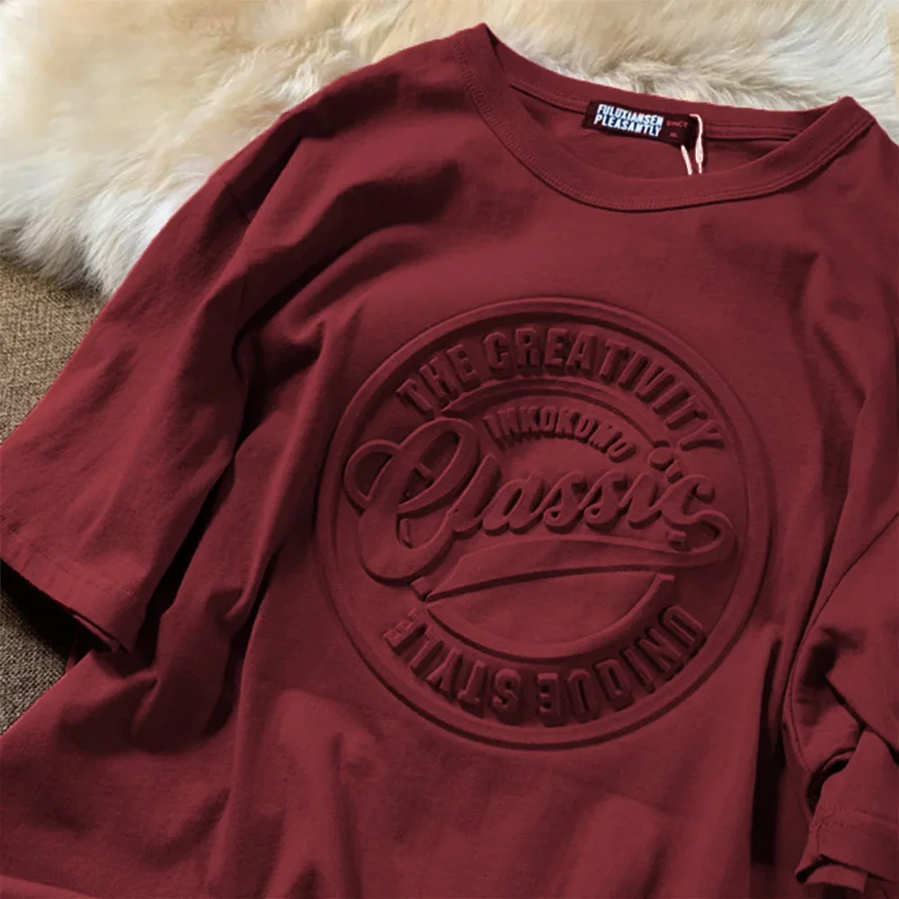Vintage 3D Print T-Shirt Fabric Detail