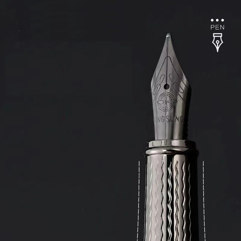 Elegant Black Forest Titanium Fine Nib Fountain Pen with Tree Texture for Smooth Writing