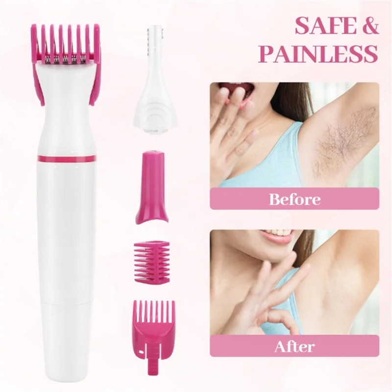 Electric Shaver Hair Removal Epilator Hair Removal Tool 5 In 1 Electric Epilator For Women Shaver Razor For Eyebrow Underarm Bikini Leg