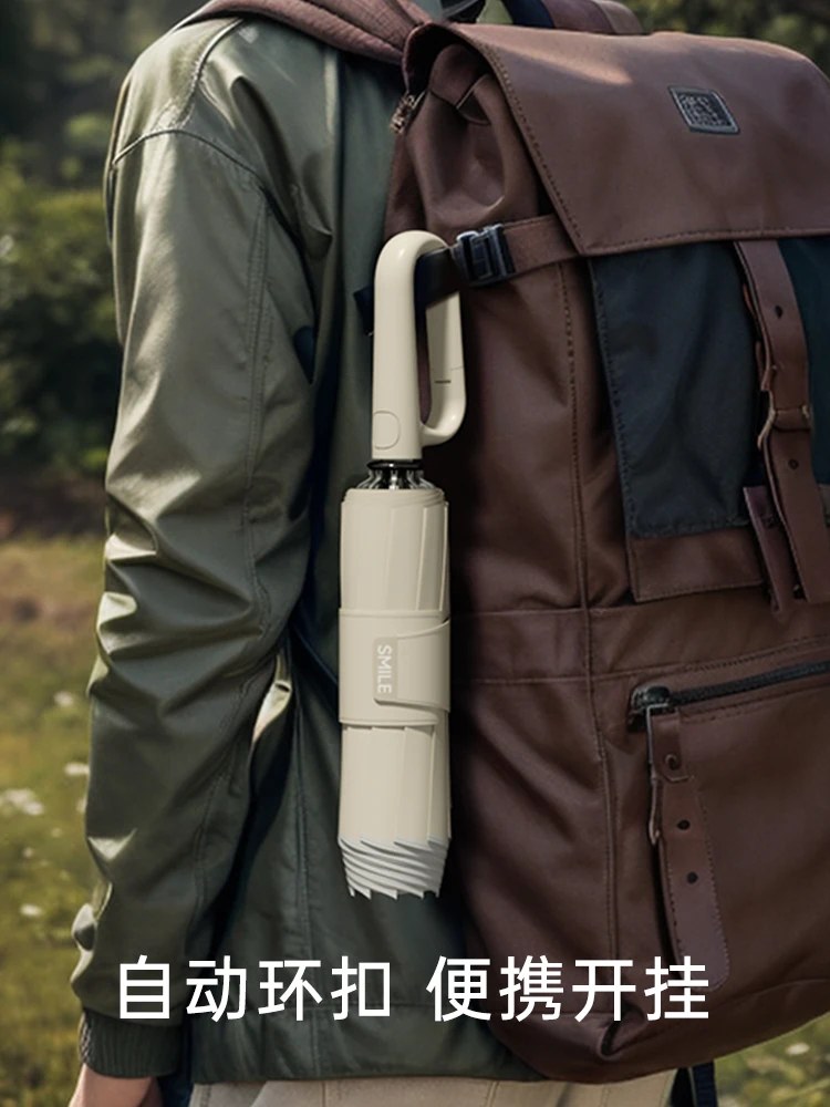 

Left buckle umbrella, fully automatic, portable, enlarged, thickened, reinforced, men's reverse folding, rain and shine dual-pur