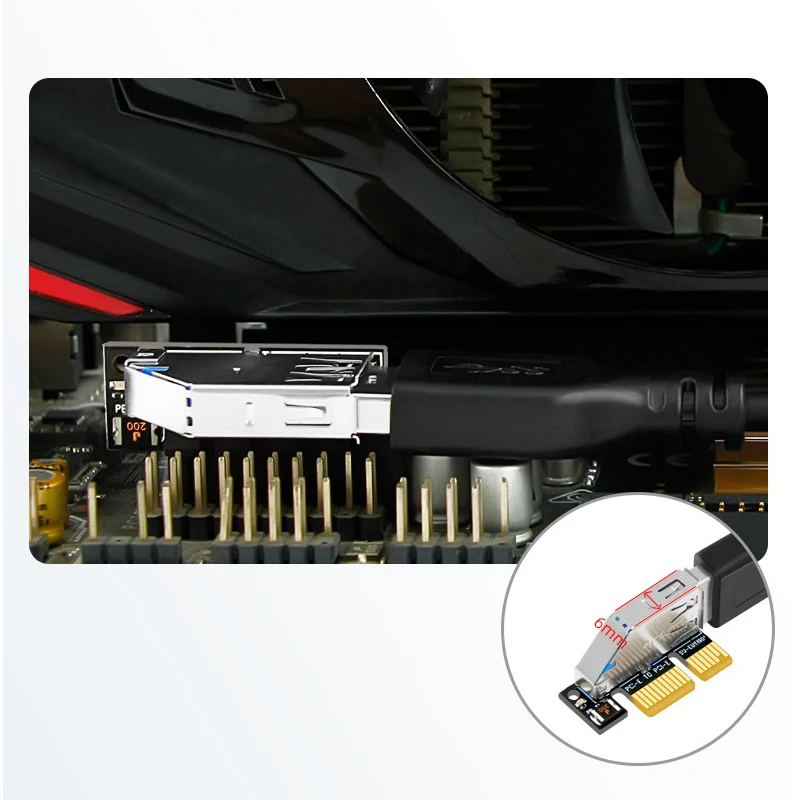 PCI-E Adapter and Expansion Card PCI-E 1X to 1X Riser USB 3.0 for Motherboard Mining