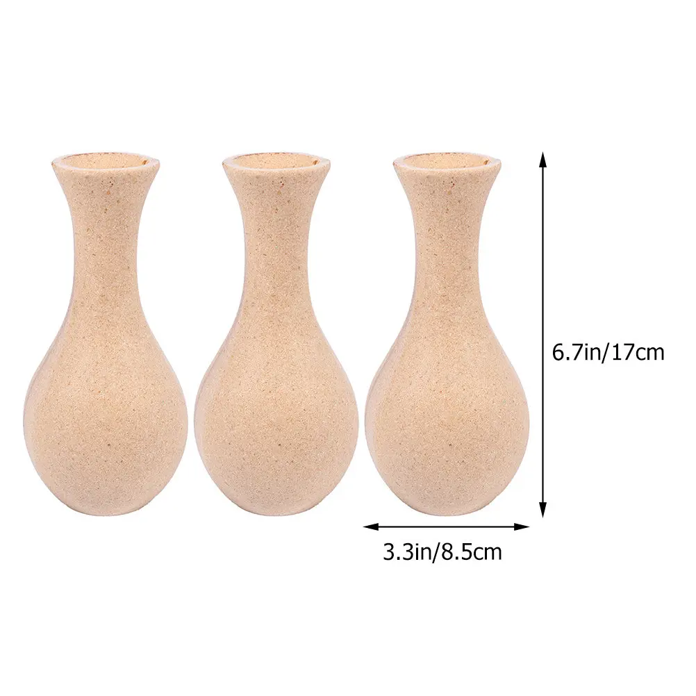 3Pcs 나무 꽃병 금형 낙서 점토 꽃병 그림 홈 오피스 정원을위한 DIY 장식 꽃꽂이 병