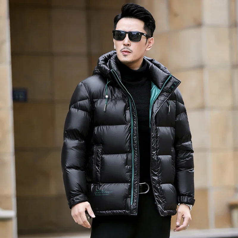 thumbnail image 1 of Chaqueta corta de plumón con capucha, ropa de diseñador para hombre, chaqueta acolchada ligera de lujo con relleno de pato para hombre, abrigo cálido de invierno para hombre, 1 of 4