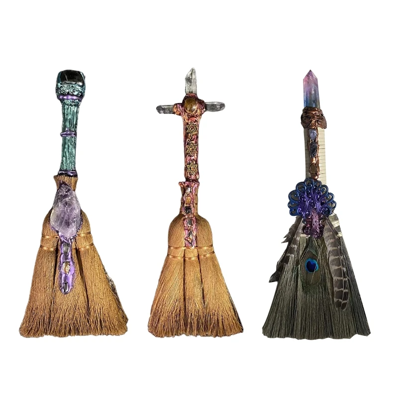 

Mini Halloween Brooms Mini Witch Broom Crystal Witch Broom Wiccan Altar Broom