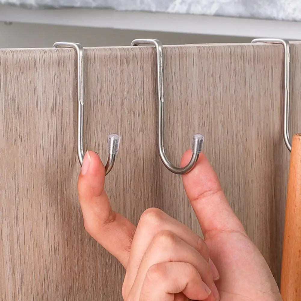

Крючок из нержавеющей стали, S-образный крючок из нержавеющей стали, без отверстий, двойная вешалка для кухни, ванной, шкафа, двери, двойная вешалка для хранения