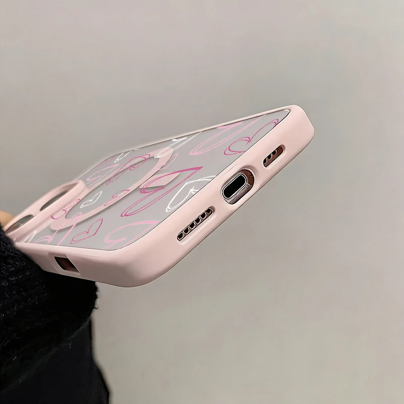 Gradient Heart Magnetic Protective Case - Pink, Purple & White Lines Design