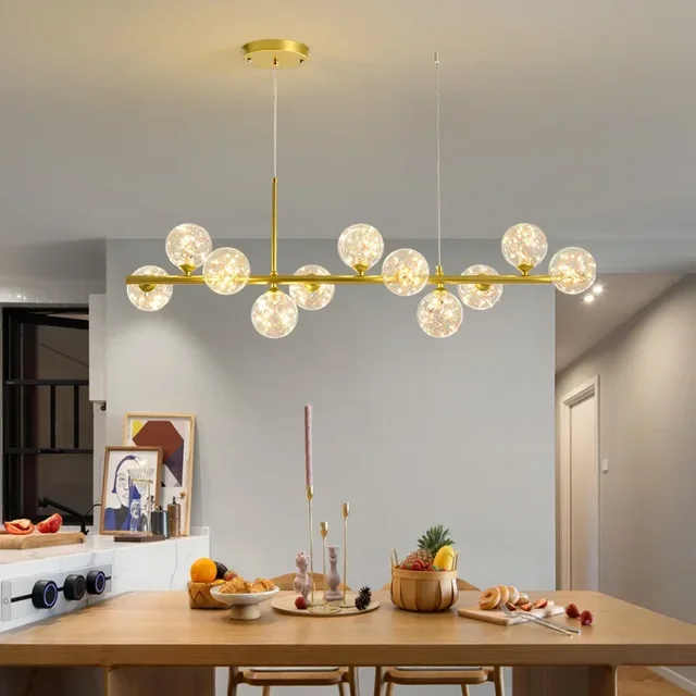 Lámpara de techo con bola de cristal moderna para mesa, comedor, sala de estar, cocina, isla, lámpara colgante, decoración del hogar, accesorio de iluminación interior 5