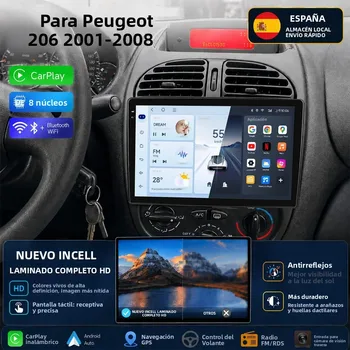 Radio para Auto con CarPlay Inalámbrico para Peugeot 206 206CC 206SW 2001-2008, Pantalla Táctil Inteligente HD con Laminación Completa Incell 1