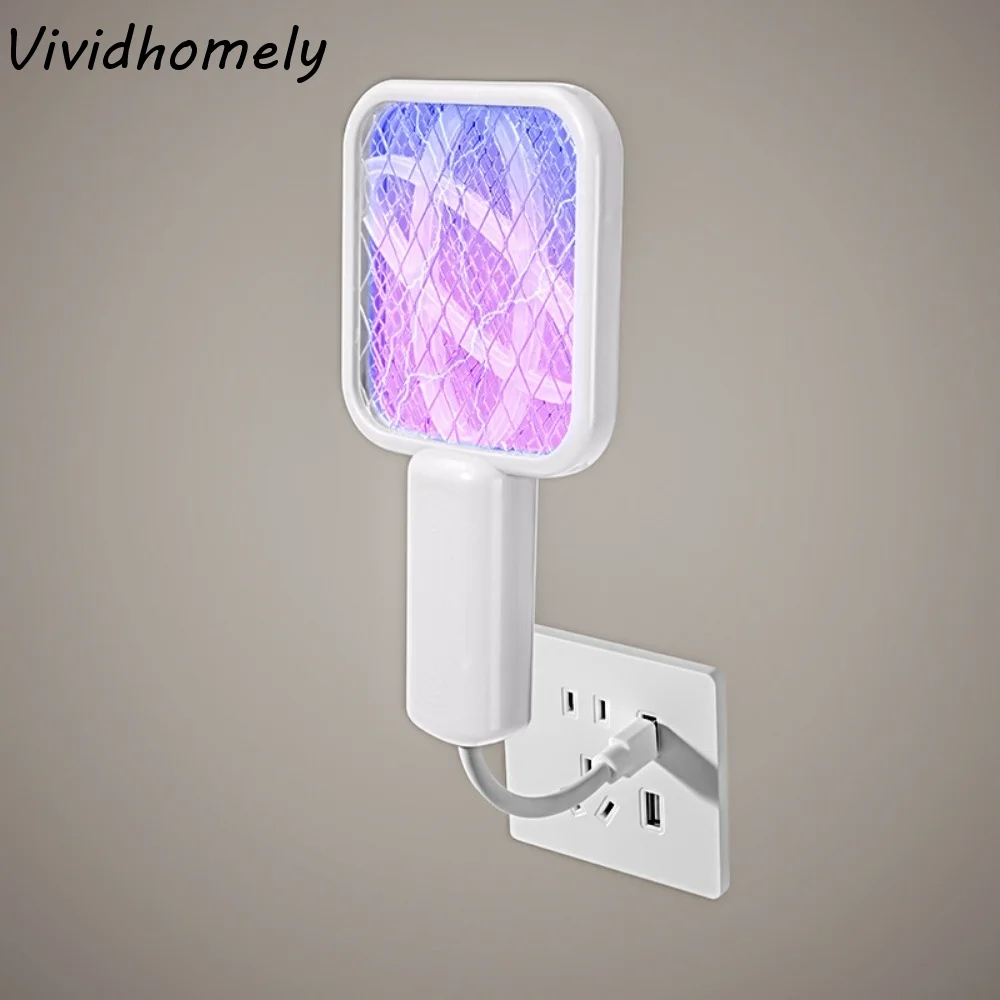 구부릴 수 있는 손잡이 USB 모기채 트랩 조절 가능한 방향 절연 보호망 미니..