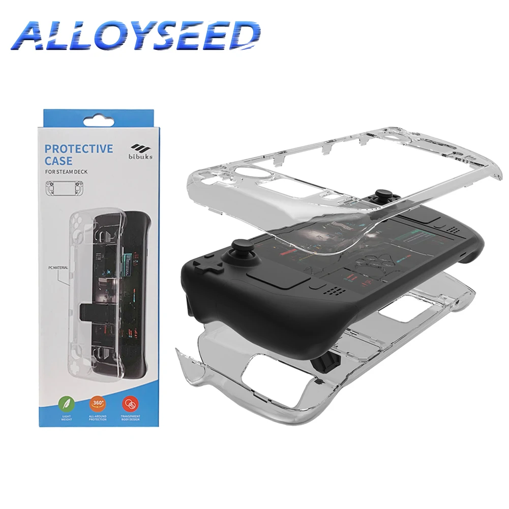 Transparent PC Protective Case for Steam Deck Clear Cover with Stand  Non-Slip Anti-Scratch Full Protection Game Accessories