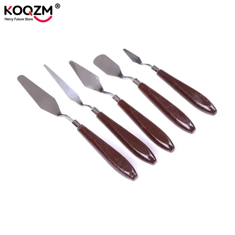 5Pcs Mixed Palette Knife Painting Stainless Steel Scraper Spatula Wood Handle Art Supplies for Artist Canvas Oil Paint