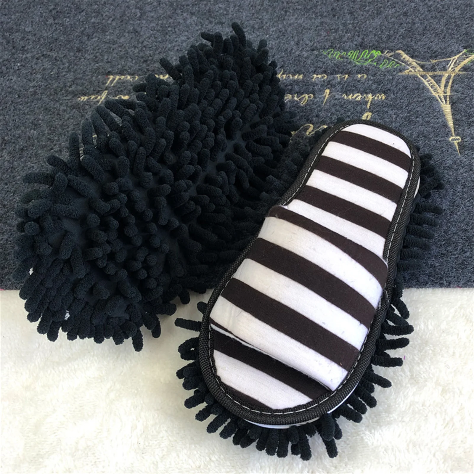 1 Pair Floor Slippers Lazy Open Toed Mop Multifunction Floor Dust Cleaning Slippers Shoes Soft Washable Cleaning Slipper 6