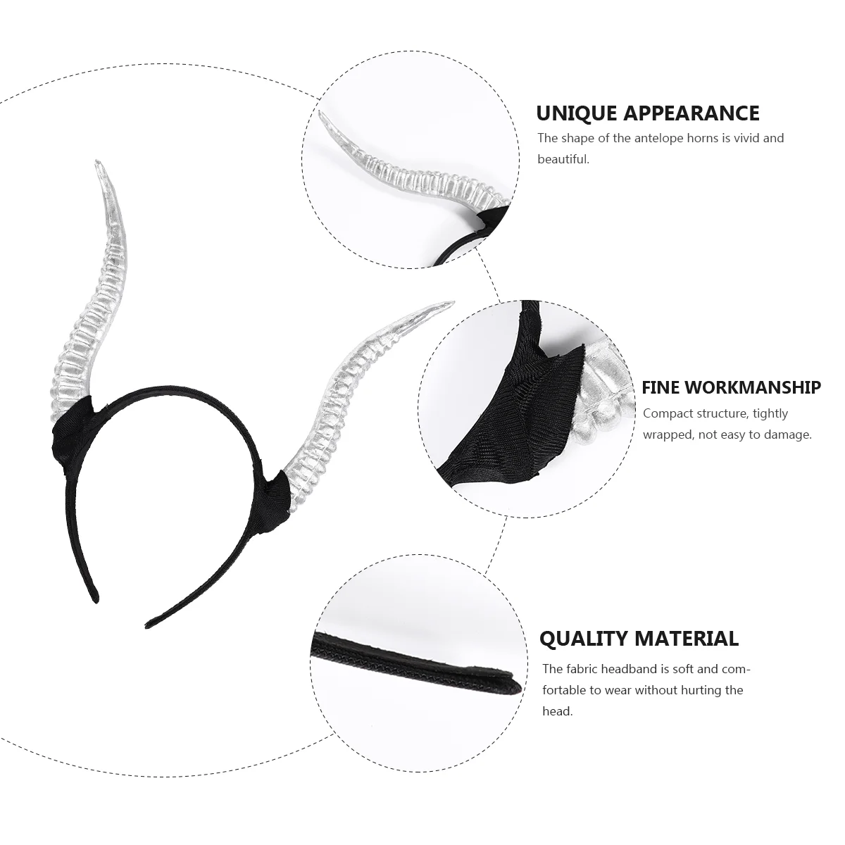 Sheep Horn Durable Plastic Headband Halloween Costume Accessories Festive Party Hair Decorations Stylish One Size Fits All
