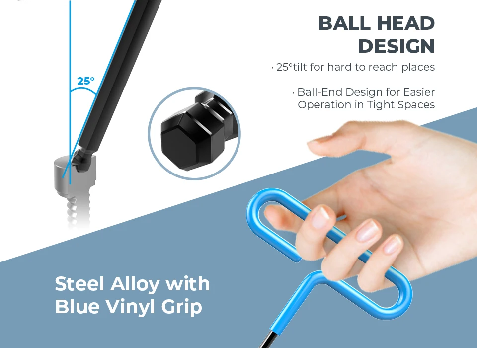 Camera T-Handle Hand Tools Ball-Point Hex Wrench Screw Tools (4mm&3/16") Ball-En